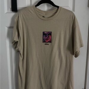 Obey Tan Graphic Men's T-Shirt (men’s large)